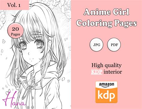 Anime Coloring Page Anime Girl Vol 1 Graphic By Hanagallery