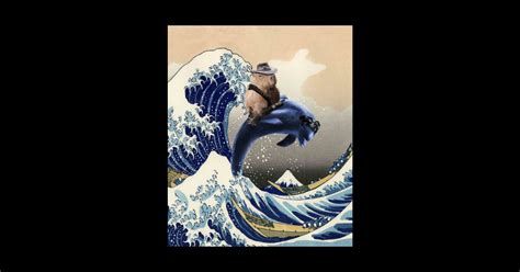 Cowboy Capybara Riding Dolphin Great Wave Cowboy Capybara Riding Dolphin Great Wa Sticker