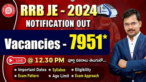 Rrb Je Notification Out Vacancies Qualification Age Exam