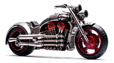 Premium AI Image | A motorcycle with a chrome engine and a chrome engine.