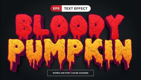 Premium Vector Bloody Pumpkin Text Effect Editable Halloween Title