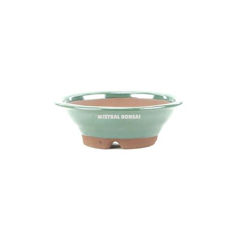 Round Bonsai Pot X Cm Green Japanese Pots Mistral Bonsai