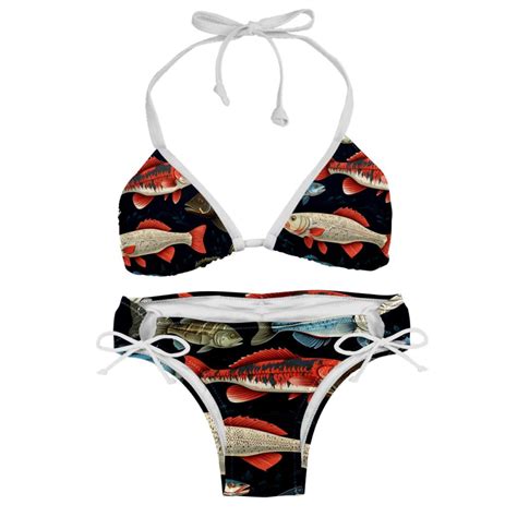 Fish Detachable Sponge Adjustable Strap Bikini Set Two Pack