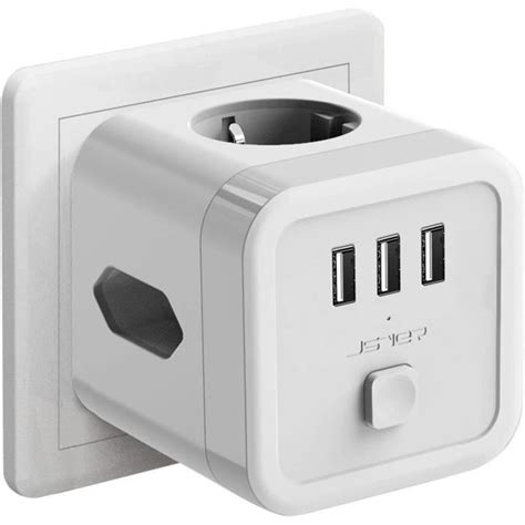 Cube Multiprise Usb Murale 6 En 1 Prise Usb Secteur Multiple Bloc