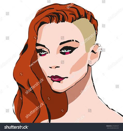 Portrait Beautiful Hard Rock Girl Red Stock Vector Royalty Free