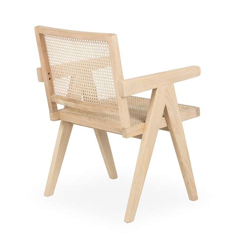 Chaises Avec Accoudoirs En Bois Et Rotin Naturel