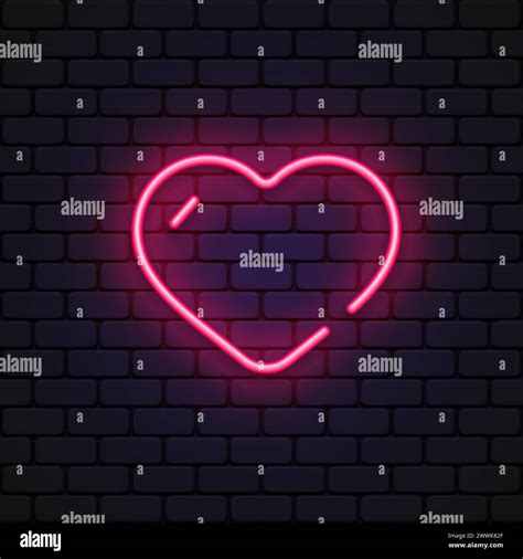 Bright Heart Neon Sign Retro Neon Heart Sign On Purple Background