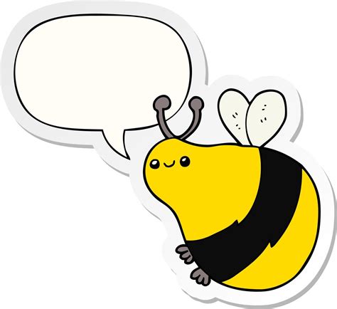 Cartoon Bee And Speech Bubble Sticker 10159062 Vector Art At Vecteezy