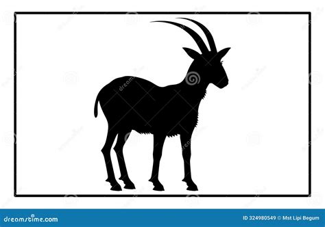 Black Alpine Goat Silhouette Alpine Ibex Silhouette Illustration