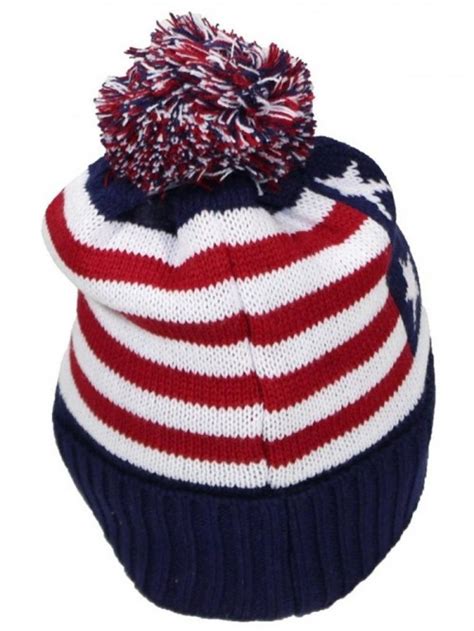 Adult American Flag Cuffed Knit Beanie W Pom Pom One Size Cr Ztiaoy