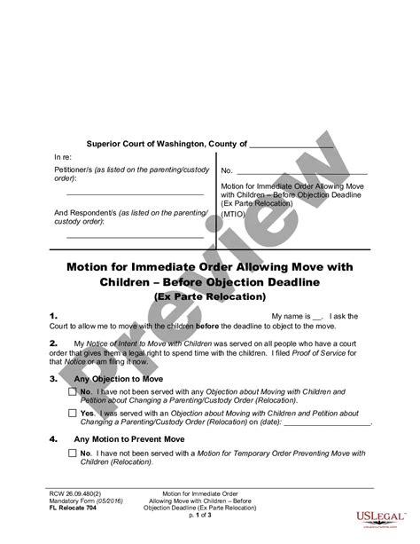 Washington WPF DRPSCU07 0800 Motion Declaration For An Ex Parte