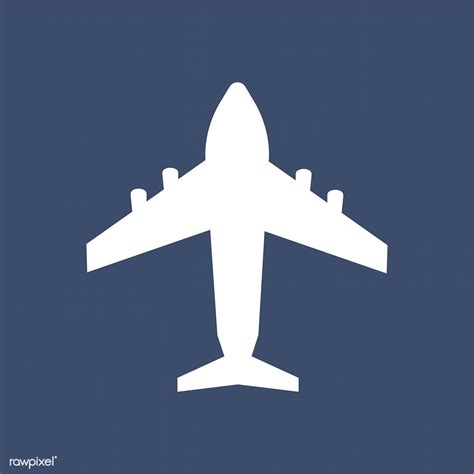 White Airplane Icon On Blue Background Free Vector