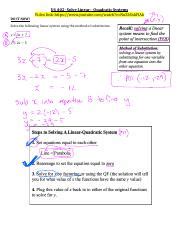 Solving Linear Quadratic Systems Step By Step Video Guide And Course