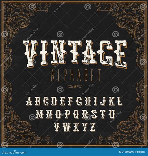 Alphabet Occidental Vintage Alphabet Vintage Décoratif Avec Bordure