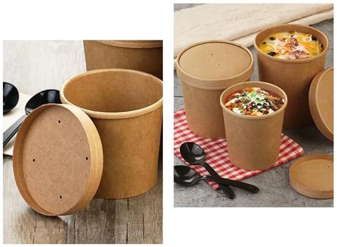 Eco Disposable Kraft Paper Soup Cup Bowl With Paper Lid Buy Hot Food Cup Paper Soup Cups And