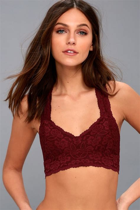 Free People Galloon Racerback Burgundy Lace Bralette Lulus