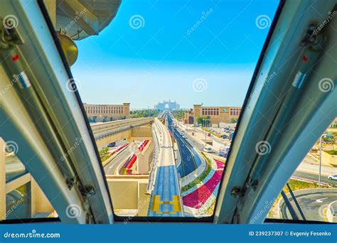 Palm Jumeirah Monorail Ride With Atlantis The Palm Hotel View On March 7 In Dubai Uae