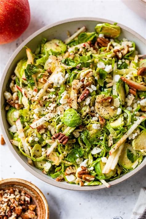 Fall Brussels Sprout Salad With Apples Pecans And Blue Cheese How