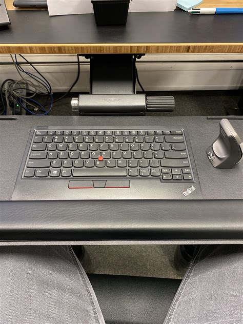 Lenovo Thinkpad Trackpoint Keyboard Ii On My Humanscale Keyboard Tray With A Kinesis Dxt2