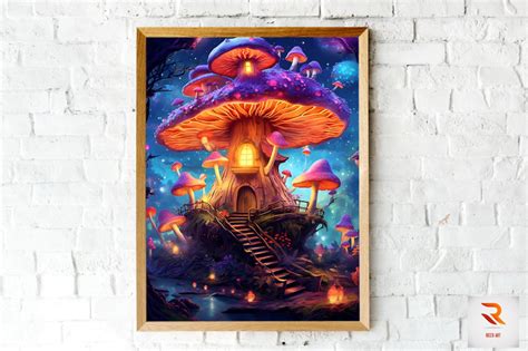 Fantasy Fairy Mushroom House Wall Art By Mulew Art Thehungryjpeg