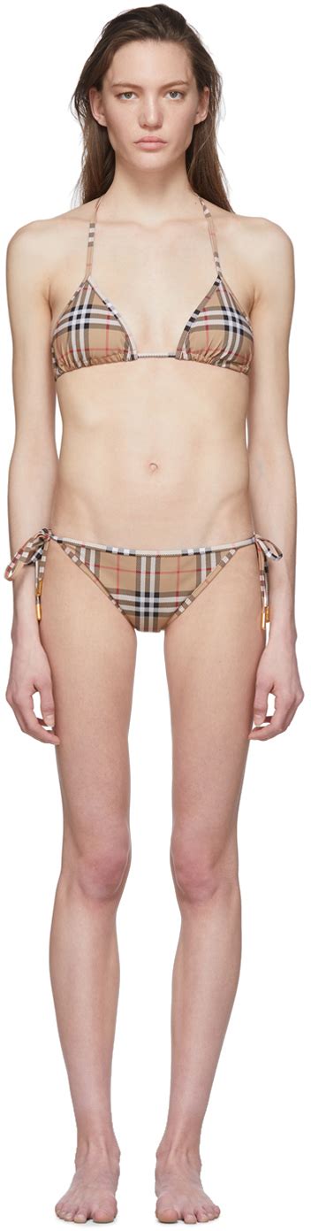 Burberry Beige Cobb Check Bikini SSENSE