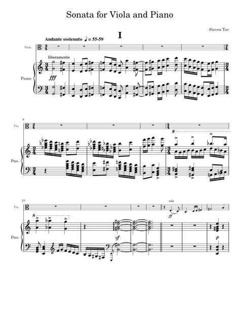 Sonata For Viola And Piano Sheet Music For Piano Viola Mixed Duet