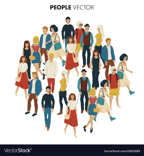 People crowd cartoon style of young Royalty Free Vector