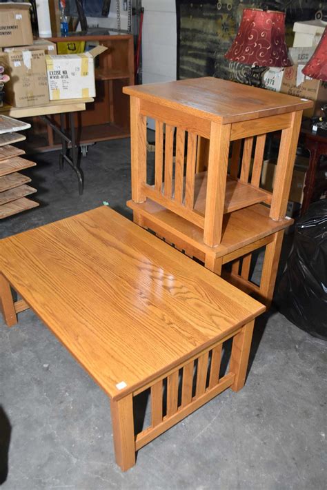 Modern Mission Style Coffee Table With Two Matching End Tables