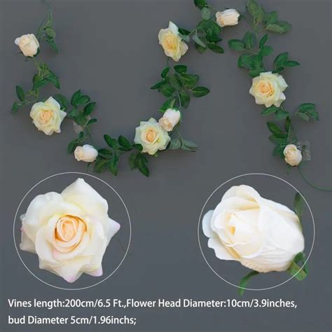 Artificial 2M Rose Vine Silk Flower Garland For Home Garden And