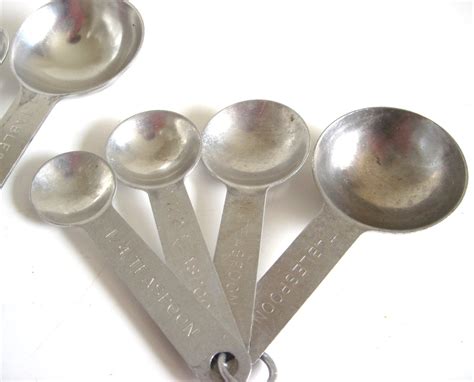 Metal Measuring Spoons Sets Vintage Aluminum Round Kitchen