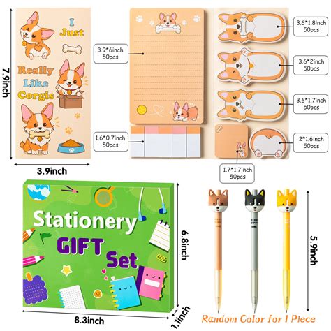 Snapklik Xqumoi Corgi Sticky Note A Notebooks Pen Stationary Set