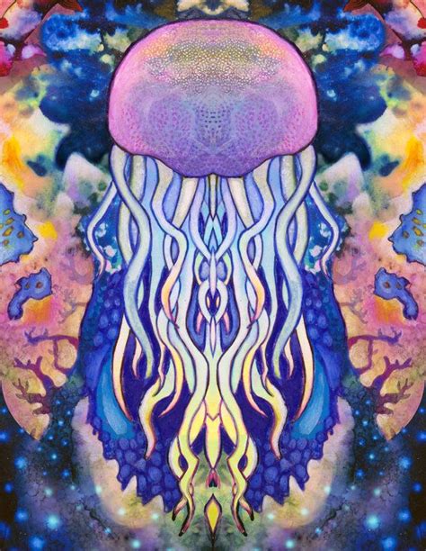 Limited Signed Jellyfish Art Print Cosmic By ColinJavel On Etsy 30 00