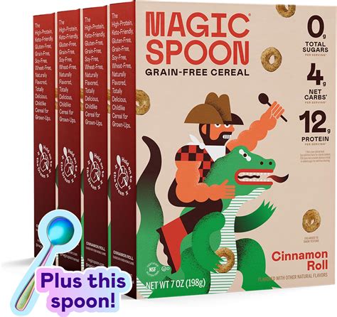 Magic Spoon Cereal Cinnamon Roll 4 Pack Of Cereal And Spoon Keto And Low Carb