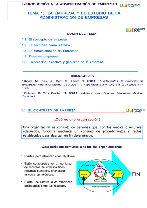 Temas Y Introd A La Adm De Empresas Introducci N A La