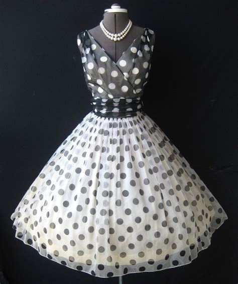 S Polka Dot Chiffon Party Dress Vintage Dresses Chiffon Party