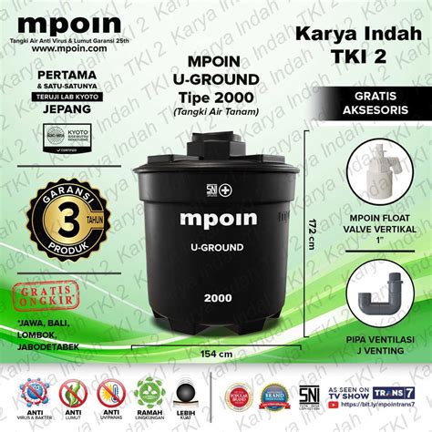 Jual Tangki Air MPOIN U2000 2000L U GROUND Series Water Tank Toren