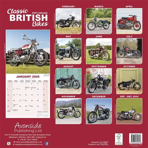 Classic British Bikes Calendar 2025