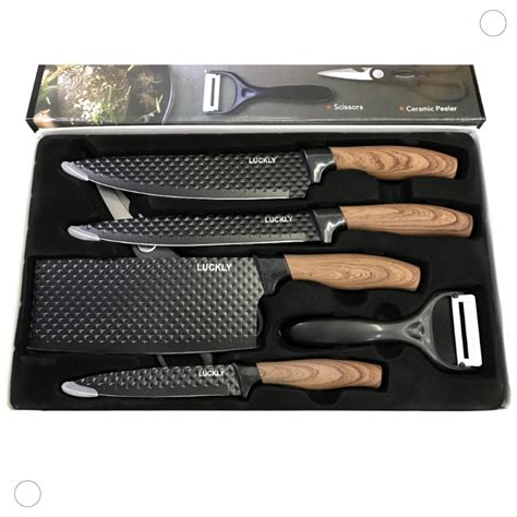 Kit Conjunto Facas de Cozinha 6 Peças Descascador e Tesoura Chef