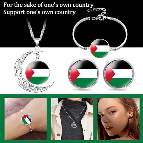 Palestine Flag Glass Necklace Palestinian Flag Patriot Souvenir Pendant