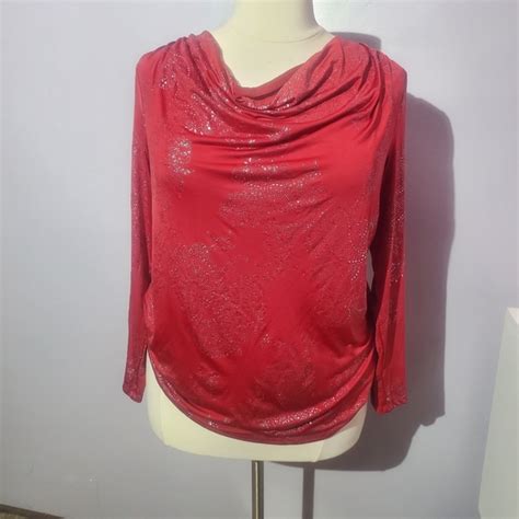 Jaclyn Smith Tops 32 Jaclyn Smith Red Sparkle Long Sleeve Top Plus