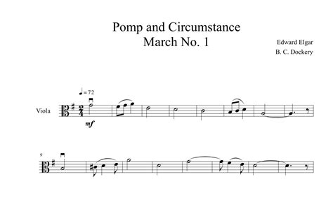 Pomp And Circumstance Viola Solo Sheet Music Edward Elgar Viola Solo