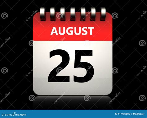 3d 25 August Calendar Stock Illustration Illustration Of August