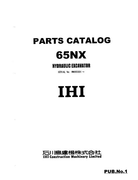 Ihi 65nx Hydraulic Excavator Parts Manual