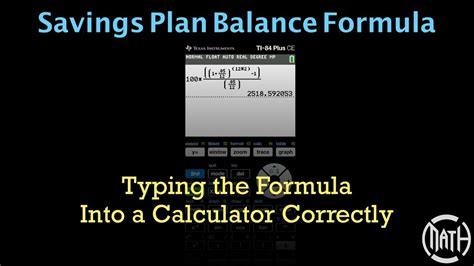 Savings Plan Formula On The Ti 84 Youtube