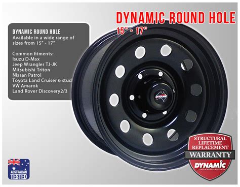 Dynamic 15x10 Round Hole 4x4 Steel Wheel 6x139 7 44 Black