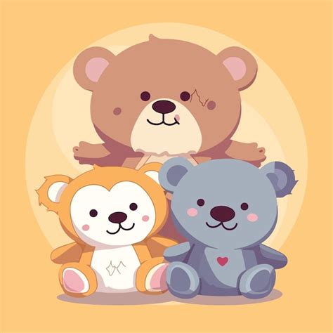 Vector De Dibujos Animados Lindo Oso De Peluche Niños Bebé Juguetes