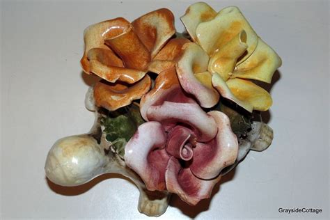 Capodimonte Turtle Flower Pot Porcelain Roses Vintage Home Etsy