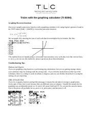 Calculator Tips Pdf Tricks With The Graphing Calculator TI 83 84