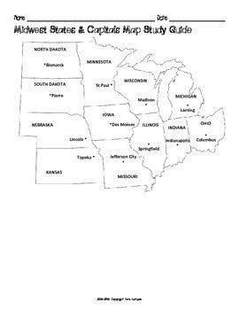 Midwest States And Capitals Map Quiz Printable Map Images