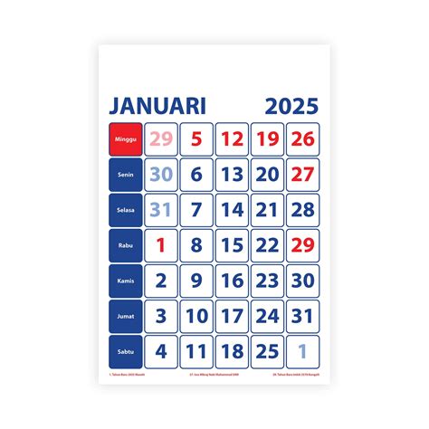 Kalender Masehi 2025 Lis Kotak Kalender99